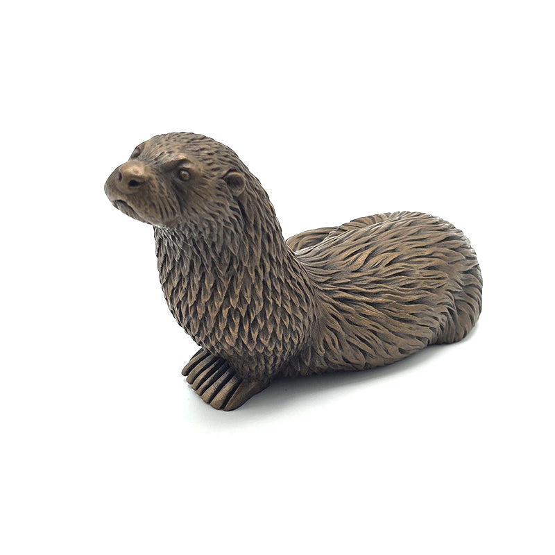 Textured Otter Sculpture by Oriele Bronze WL082 – Otters and