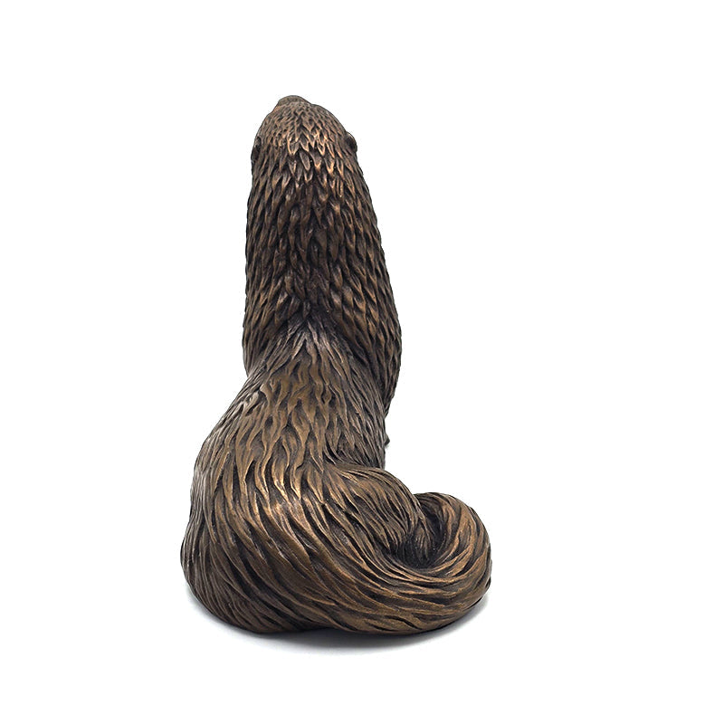 Textured Otter Sculpture by Oriele Bronze WL082 – Otters and