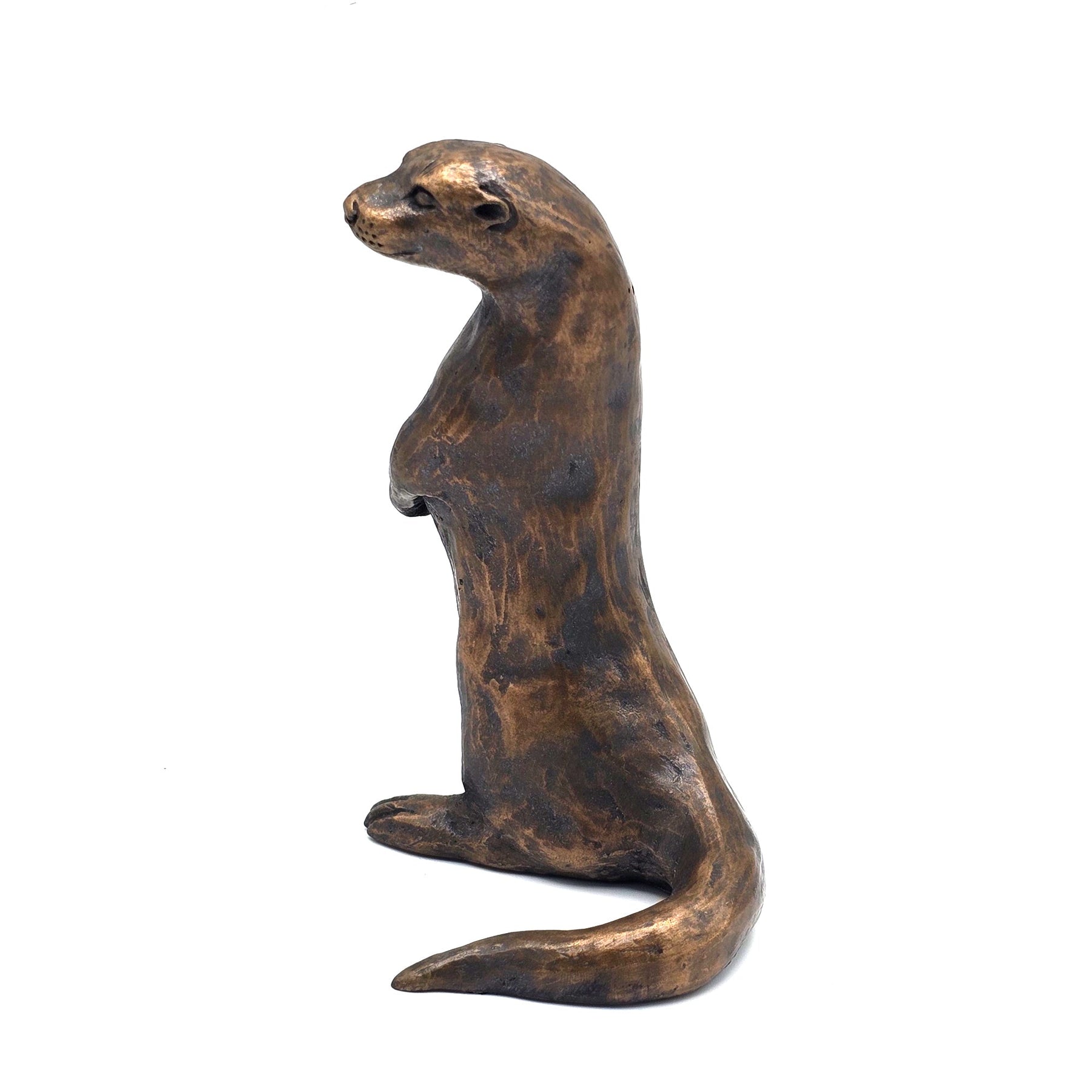 Small Standing Up Otter Sculpture By Oriele Bronze WL181 Otters And Small Standing Up Otter Sculpture By Oriele Bronze WL181 Otters And
